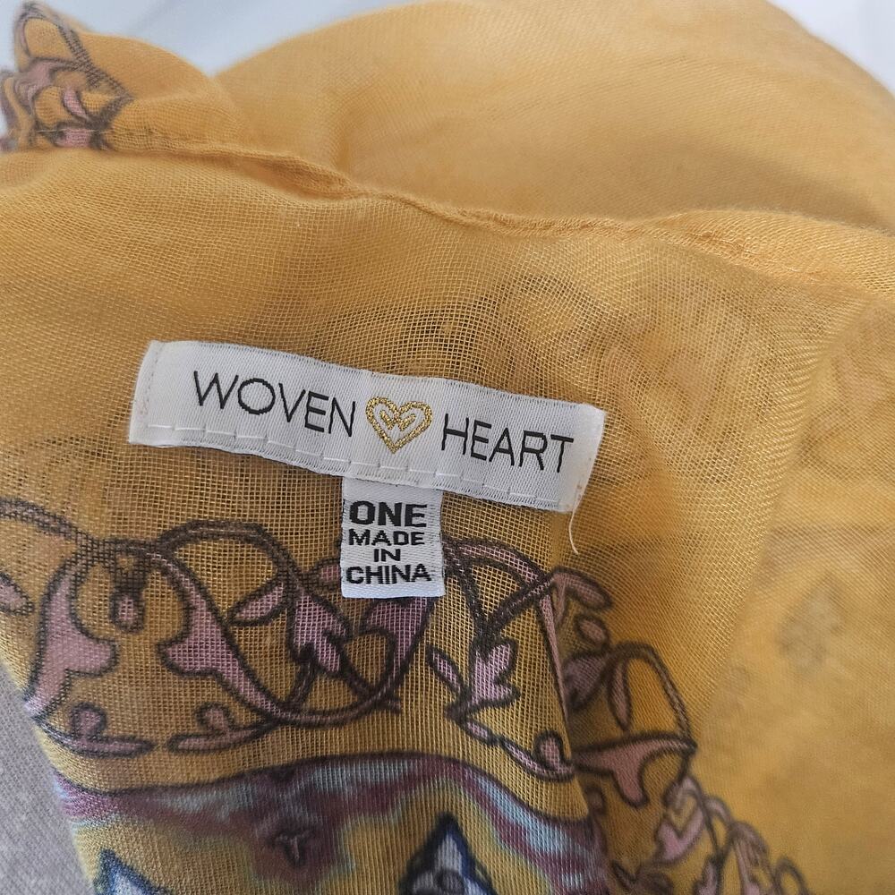 Woven Heart Yellow Boho Printed Kimono Cardigan with Tassels - Picture 7 of 7